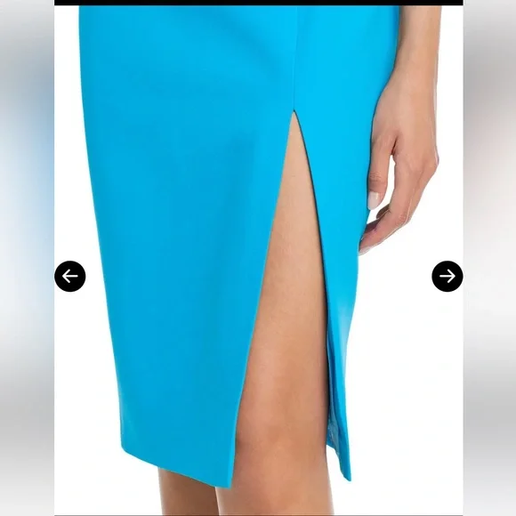 BCBGMaxAzria One Shoulder Cutout Dress NWT Blue Asymmetrical Midi Cocktail Dress - Picture 10 of 12